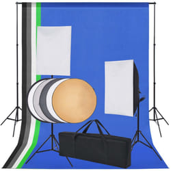 vidaXL Kit de studio 5 toiles de fond colorées et 2 boîtes à lumière - TU