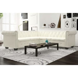 vidaXL Canapé d'angle Chesterfield 5 plc Cuir artificiel Blanc - TU
