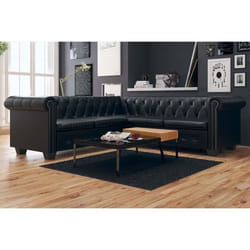 vidaXL Canapé d'angle Chesterfield 5 places Cuir synthétique Noir - TU