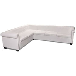 Vidaxl - Canapé d'angle Chesterfield 6 places Cuir artificiel Blanc