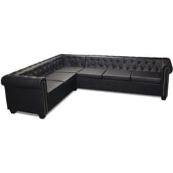 Canapé d'angle Chesterfield 6 places Cuir synthétique Noir Vidaxl