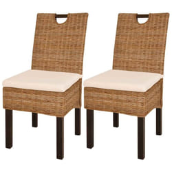 Vidaxl - Chaises à manger lot de 2 rotin Kubu bois de manguier