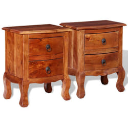 Tables de chevet avec tiroirs 2 pcs Bois d'acacia massif vidaXL