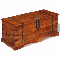 Ce coffre de rangement unique, fait en bois massif avec une finition en couleur miel, sera un excellent ajout à votre pièce.  ...