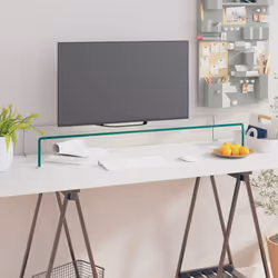 Ce support TV pratique est doté d'une construction en verre trempé. Le design élégant et profilé de ce meuble TV raffiné ajou ...