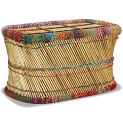 vidaXL Table basse Bambou avec Détails Chindi Multicolore