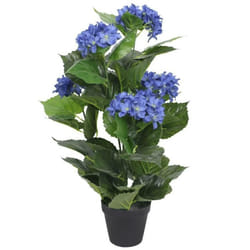 vidaXL Plante hortensia artificielle avec pot 60 cm Bleu - TU