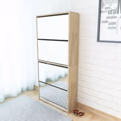 Ce meuble à chaussures moderne et élégant avec miroir offre une solution idéale pour éviter d'encombrer votre pièce avec des  ...
