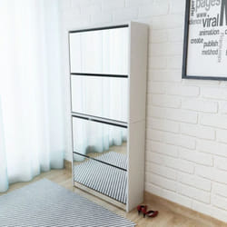 Vidaxl - Meuble à chaussures 4 étagères et miroir 63x17x134 cm Blanc