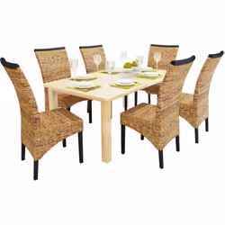 Il s'agit d'un ensemble de 6 chaises en fibres d'abaca tissés, faites à la main et de haute qualité. Grâce à leur style phili ...