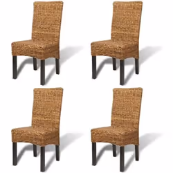 vidaXL Chaises de salle à manger 4pcs Bois solide de manguier et abaca