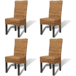 vidaXL Chaises de salle à manger 4pcs Bois solide de manguier et abaca