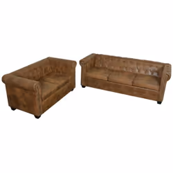 Cet ensemble de canapés de Chesterfield, composé de 2 et 3 places, est la combinaison parfaite de confort et d'élégance et se ...