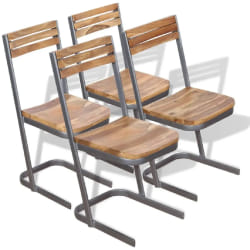 VidaXL Chaises à manger - Lot de 4 - Teck massif