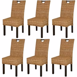 vidaXL Chaises à manger lot de 6 rotin Kubu bois de manguier - TU