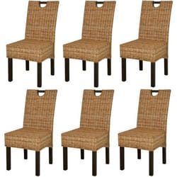 vidaXL Chaises à manger lot de 6 rotin Kubu bois de manguier - TU