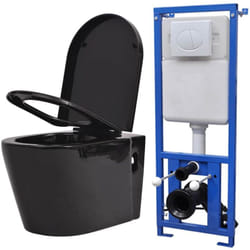 Vidaxl - Toilette suspendue au mur avec réservoir caché Céramique Noir