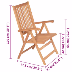 VidaXL 43029 chaise d'extérieur Terrace Teck - Vue supplémentaire 8