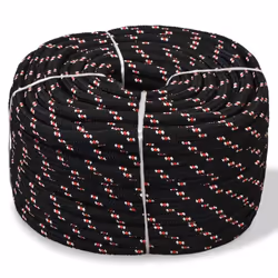 vidaXL Corde de bateau Polypropylène 6 mm 100 m Noir - TU