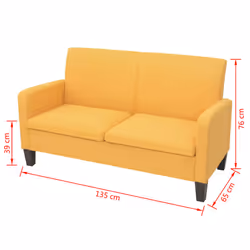 VidaXL 244710 canapé 2 siège(s) Jaune - Vue supplémentaire 4