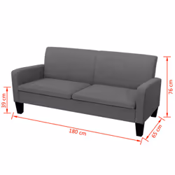 VidaXL 244712 canapé 3 siège(s) Gris - Vue supplémentaire 4