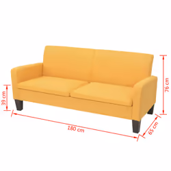 VidaXL 244713 canapé 3 siège(s) Jaune - Vue supplémentaire 4