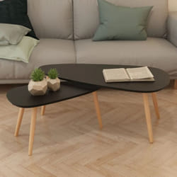 Ensemble de tables basses 2 pcs Bois de pin massif Noir vidaXL