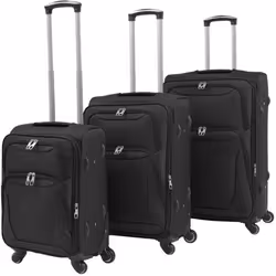 vidaXL Ensemble de valises souples 3 pcs Noir