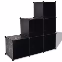 vidaXL Organisateur de rangement cube avec 6 compartiments Noir - TU