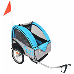 Remorque à vélo pour les enfants pliants avec des fenêtres latérales de différentes couleurs Couleur : Gris et bleu