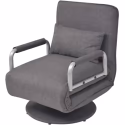 vidaXL Fauteuil pivotant et canapé-lit gris foncé tissu