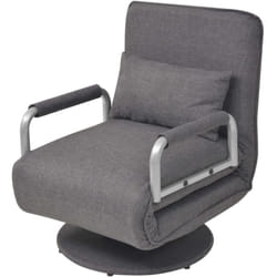 vidaXL Fauteuil pivotant et canapé-lit gris foncé tissu