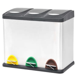 vidaXL Poubelle à ordures Acier inoxydable 24 L - TU