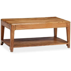 Table basse en bois massif avec étagère inférieure de style rustique