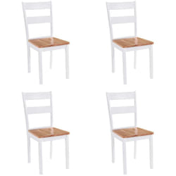 Vidaxl - Chaises à manger lot de 4 blanc bois d'hévéa massif
