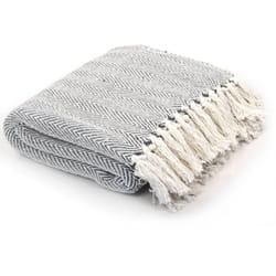 vidaXL Couverture coton à chevrons 125x150 cm Gris