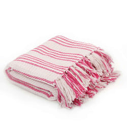 Vidaxl - Couverture coton à rayures 125x150 cm Rose et Blanc