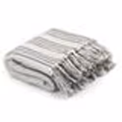 vidaXL Couverture coton à rayures 125 x 150 cm Gris et Blanc