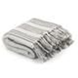 vidaXL Couverture coton à rayures 125 x 150 cm Gris et Blanc