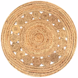Donnez une touche naturelle à votre intérieur avec notre tapis de jute tressé ! Le tapis rond est tissé à la main par des art ...
