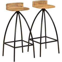 Chaises De Bar Lot De 2 Bois De Manguier Solide Vidaxl