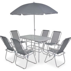 vidaXL Ensemble à manger d'extérieur 8 pcs Acier et textilène Gris - TU
