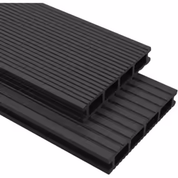 Cet ensemble complet de panneaux de terrasse en WPC avec des accessoires d'installation, constituant une dimension totale de  ...