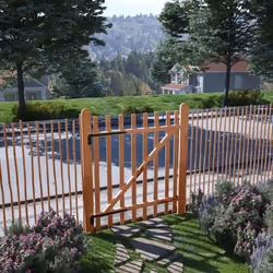 Ce portail de clôture en bois de noisetier dégage un charme rustique et sera un point d'entrée idéal pour la clôture autour d ...