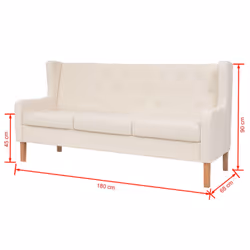 VidaXL 245451 canapé 3 siège(s) Crème, Blanc - Vue supplémentaire 7