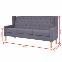 VidaXL 245454 canapé 3 siège(s) Gris - Vue supplémentaire 7