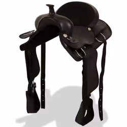 Cette selle western est livrée avec un bridon assorti et un col de poitrine. Le cuir véritable de haute qualité et le cuir sy ...