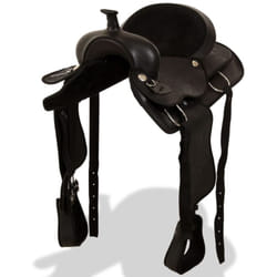 Vidaxl - Selle, bridon et col de poitrine Cuir véritable 15 po Noir