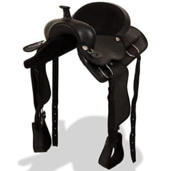 vidaXL Selle, bridon et col de poitrine Cuir véritable 16 po Noir - TU