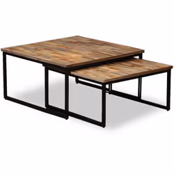Cet ensemble de table basse attrayant et industriel sera un accessoire intemporel pour votre maison. Les dessus de table en b ...